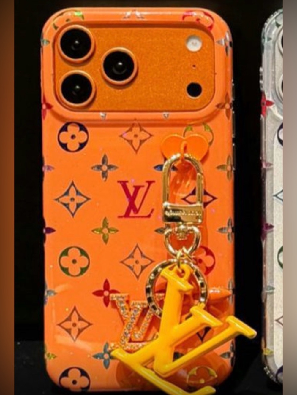 Style Orange Designer Monogram iPhone Case with Charm